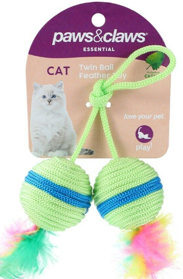 Paw Claw Twin Ball &amp; Feather Catnip Toy