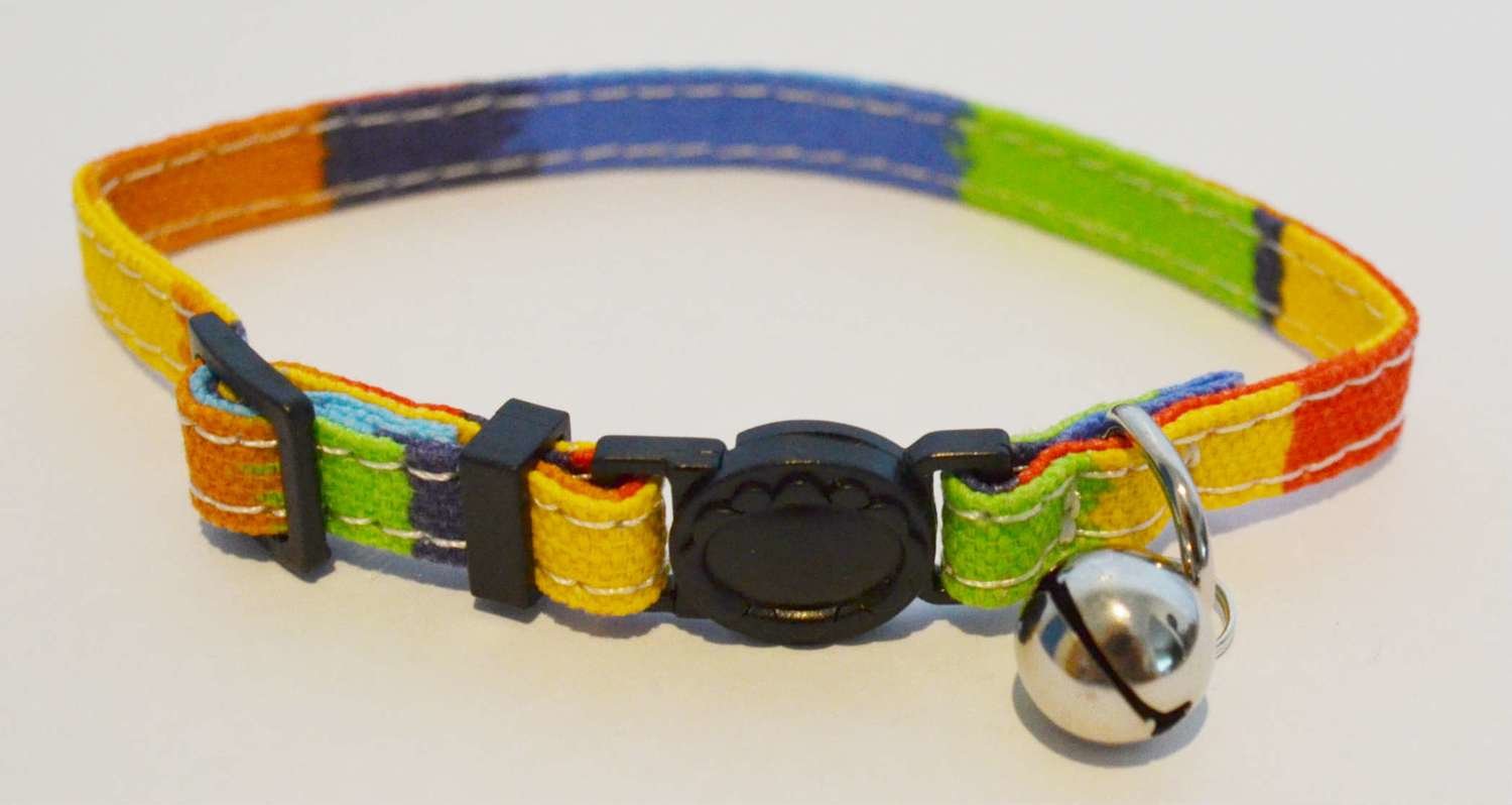 Cat Collars Funky Canvas, Colour: Blue/Green Band