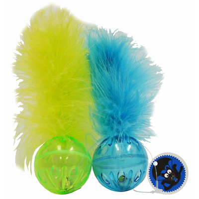 Cat toy Lattice Ball with Feathers 2 pack.
