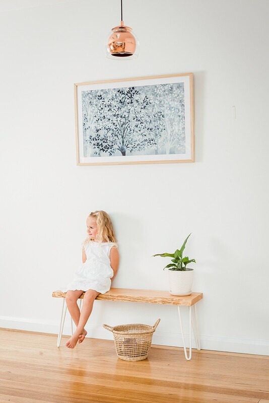 Molly Hall Bench / Seat | Natural Edge - White Legs