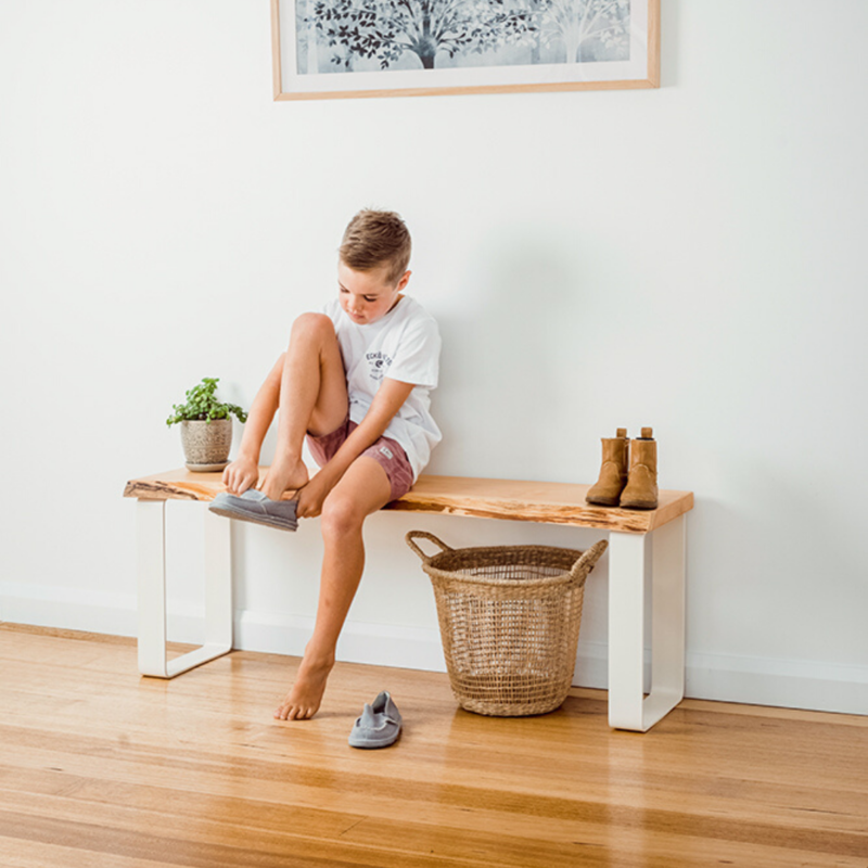 Estelle Bench Seat / Natural Edge – White Base