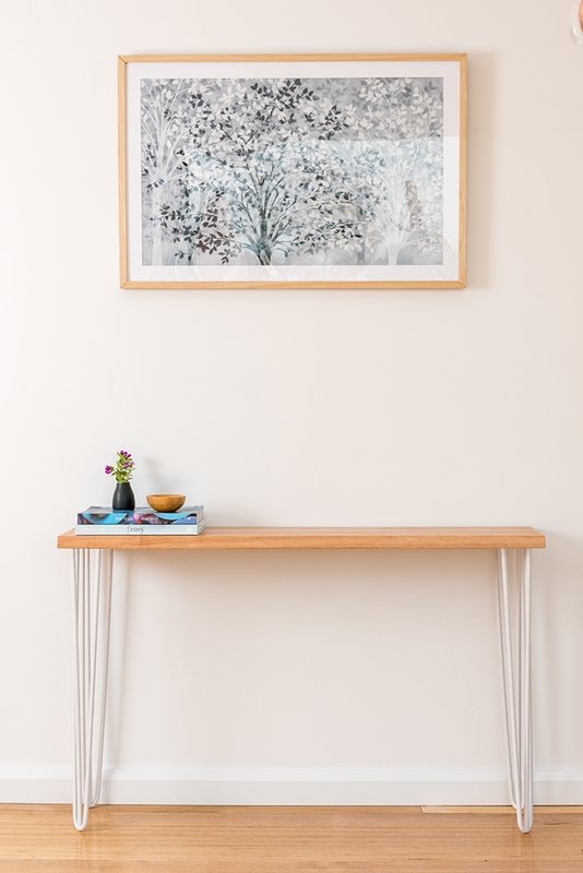 Molly Hall Stand | Hand Made Tasmanian Oak - White Legs
