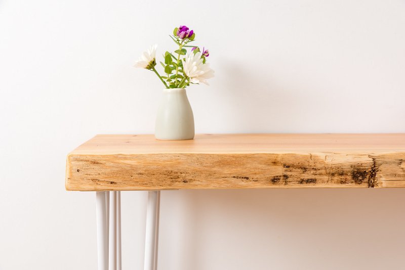 Molly Hall Stand with Natural Edge - White Legs