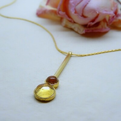 Gold plated silver pendant - Citrine stones Gold plated silver pendant - Citrine stones