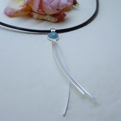 Shiny silver pendant - Aquamarine stones Shiny silver pendant - Aquamarine stones