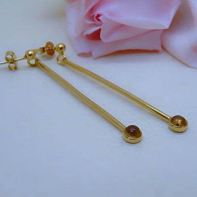 Gold plated silver earrings - Citrine stones Gold plated silver earrings - Citrine stones