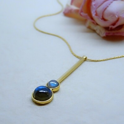 Gold plated silver pendant - Labradorite stones Gold plated silver pendant - Labradorite stones