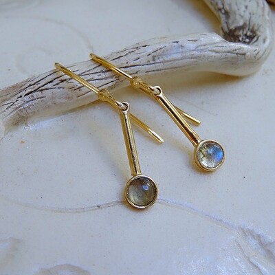 Gold plated silver earrings - Labradorite stones Gold plated silver earrings - Labradorite stones