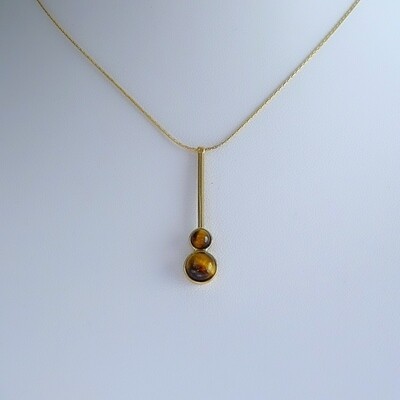 Gold plated silver pendant - Tiger Eye stones Gold plated silver pendant - Tiger Eye stones