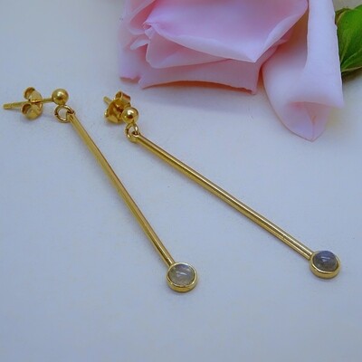 Gold plated silver earrings - Labradorite stones Gold plated silver earrings - Labradorite stones