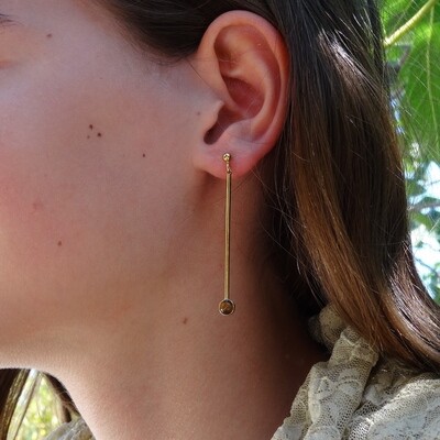 Gold plated silver earrings - Tiger Eye stones Gold plated silver earrings - Tiger Eye stones
