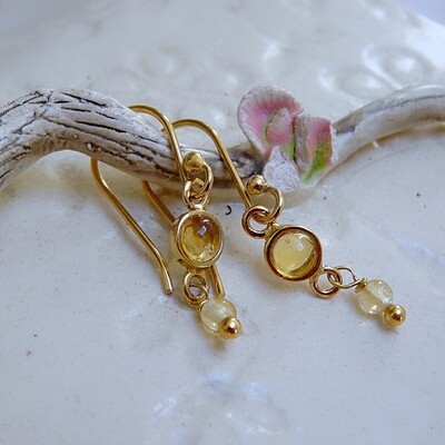 Gold plated silver earrings - Citrine stones Gold plated silver earrings - Citrine stones