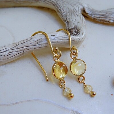 Gold plated silver earrings - Citrine stones Gold plated silver earrings - Citrine stones