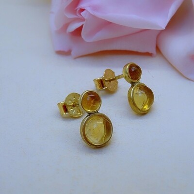 Gold plated silver earrings - Citrine stones Gold plated silver earrings - Citrine stones