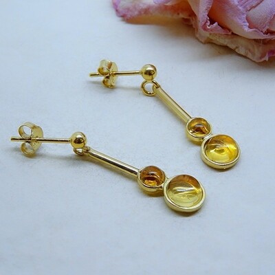 Gold plated silver earrings - Citrine stones Gold plated silver earrings - Citrine stones