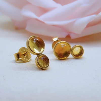 Gold plated silver earrings - Citrine stones Gold plated silver earrings - Citrine stones