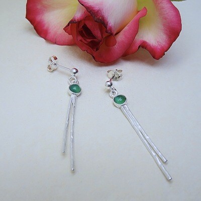 Silver earrings - Green Onyx stones Silver earrings - Green Onyx stones