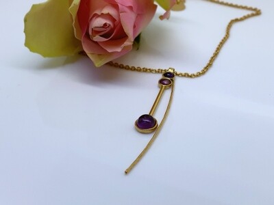 Gold-plated pendant - Amethyst stones Gold-plated pendant - Amethyst stones