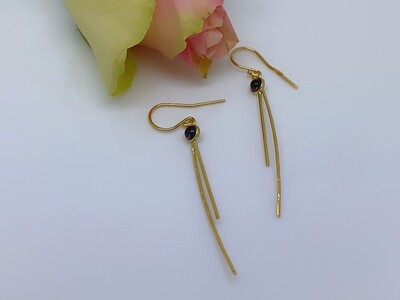 Gold-plated earrings - Amethyst stones Gold-plated earrings - Amethyst stones