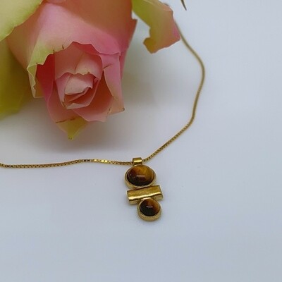 Gold-plated pendant - Tiger Eye stones Gold-plated pendant - Tiger Eye stones