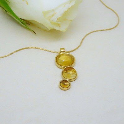 Gold plated pendant - Citrine stone