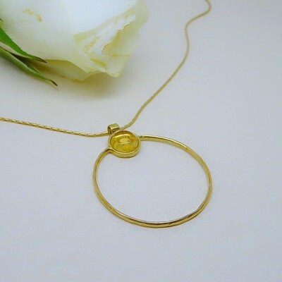 Gold plated pendant - Citrine stone