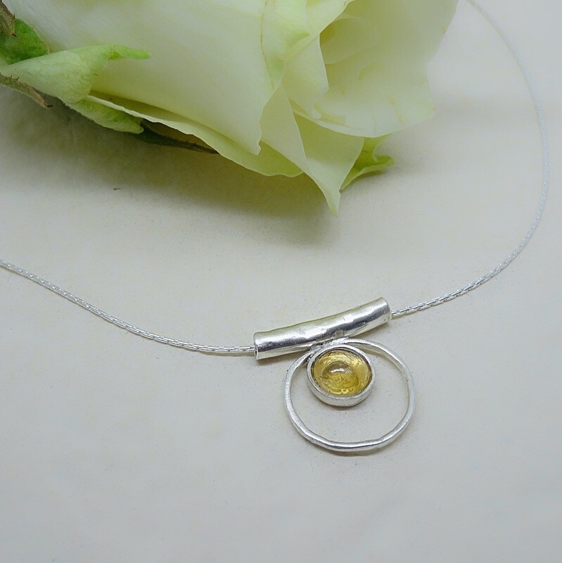 Silver pendant - Citrine stone