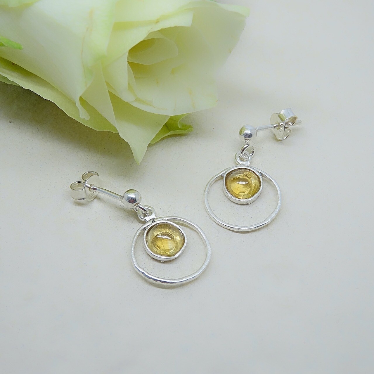 Silver earrings - citrine stones