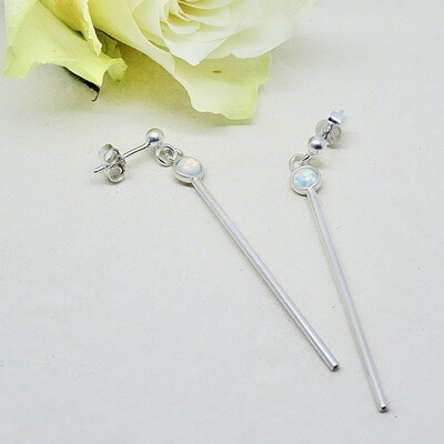 Silver earrings - White Opal stones