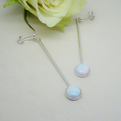 Silver earrings - White Opal stones Silver earrings - White Opal stones