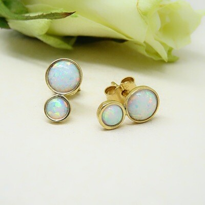 Gold plated silver earrings - White opal stones
