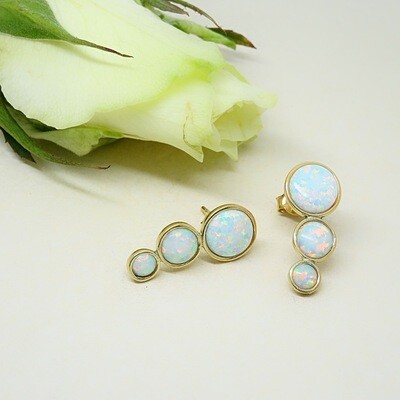 Gold plated silver earrings - White opal stones