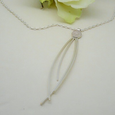 Shiny silver pendant - Pink Quartz stones Shiny silver pendant - Pink Quartz stones