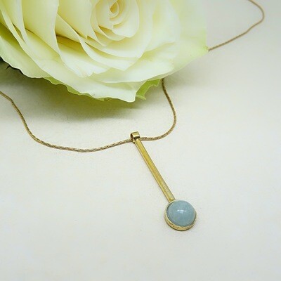 Gold plated silver pendant - Aquamarine stone Gold plated silver pendant - Aquamarine stone