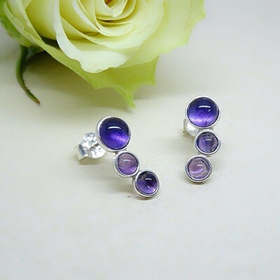 Silver ear studs - Ametist stones