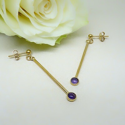 Gold-plated earrings - Amethyst stones Gold-plated earrings - Amethyst stones