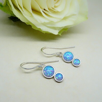 Silver earrings - Blue Opal stones