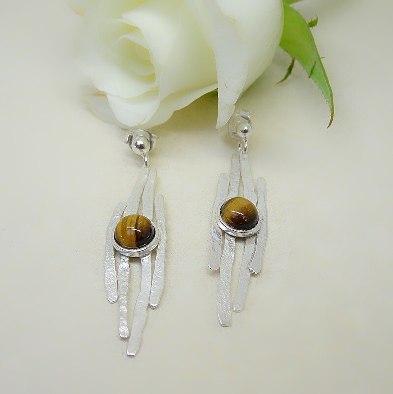 Silver earrings - Tiger Eye stones Silver earrings - Tiger Eye stones
