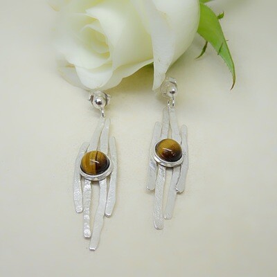 Silver earrings - Tiger Eye stones Silver earrings - Tiger Eye stones