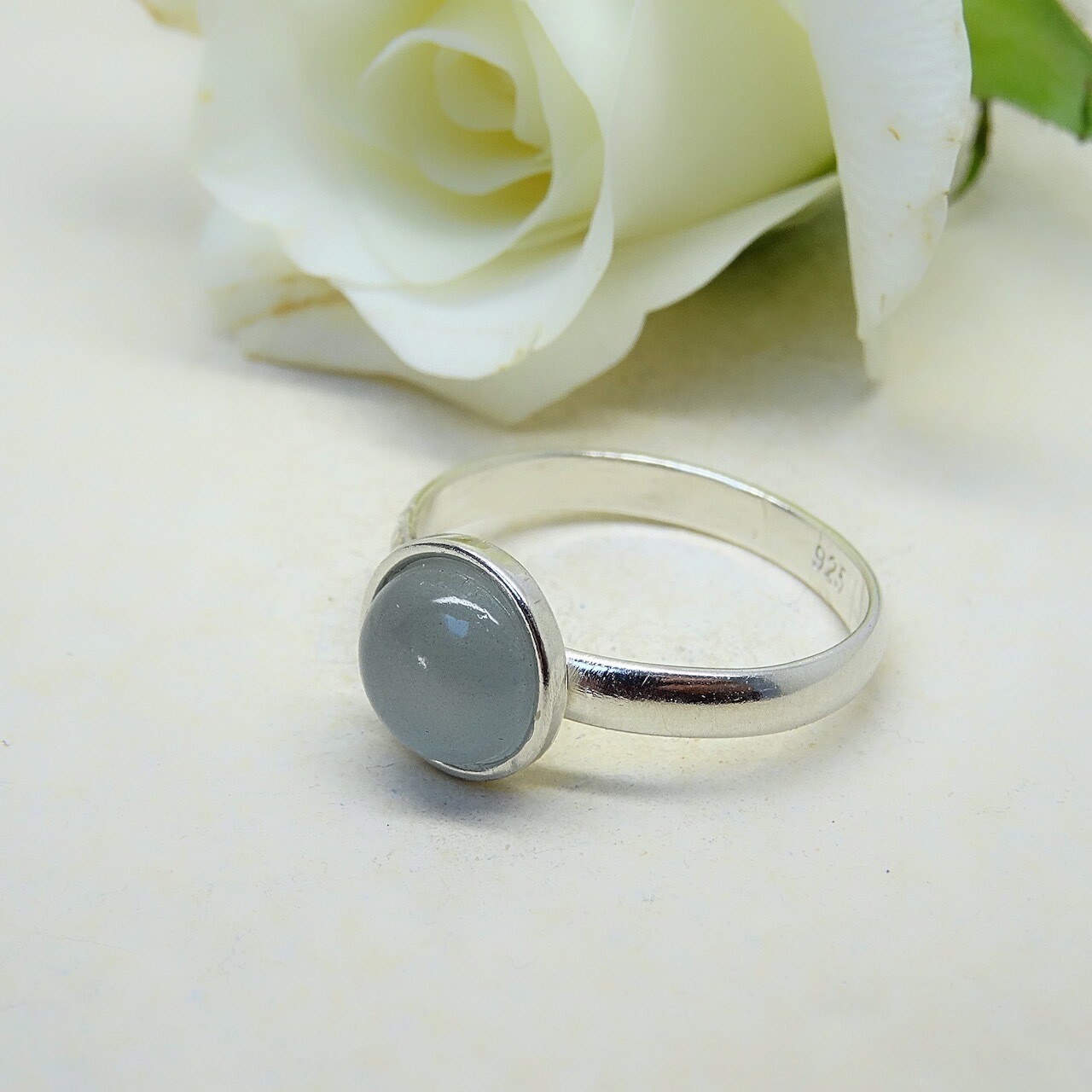 Silver stack of rings - Aquamarine stones