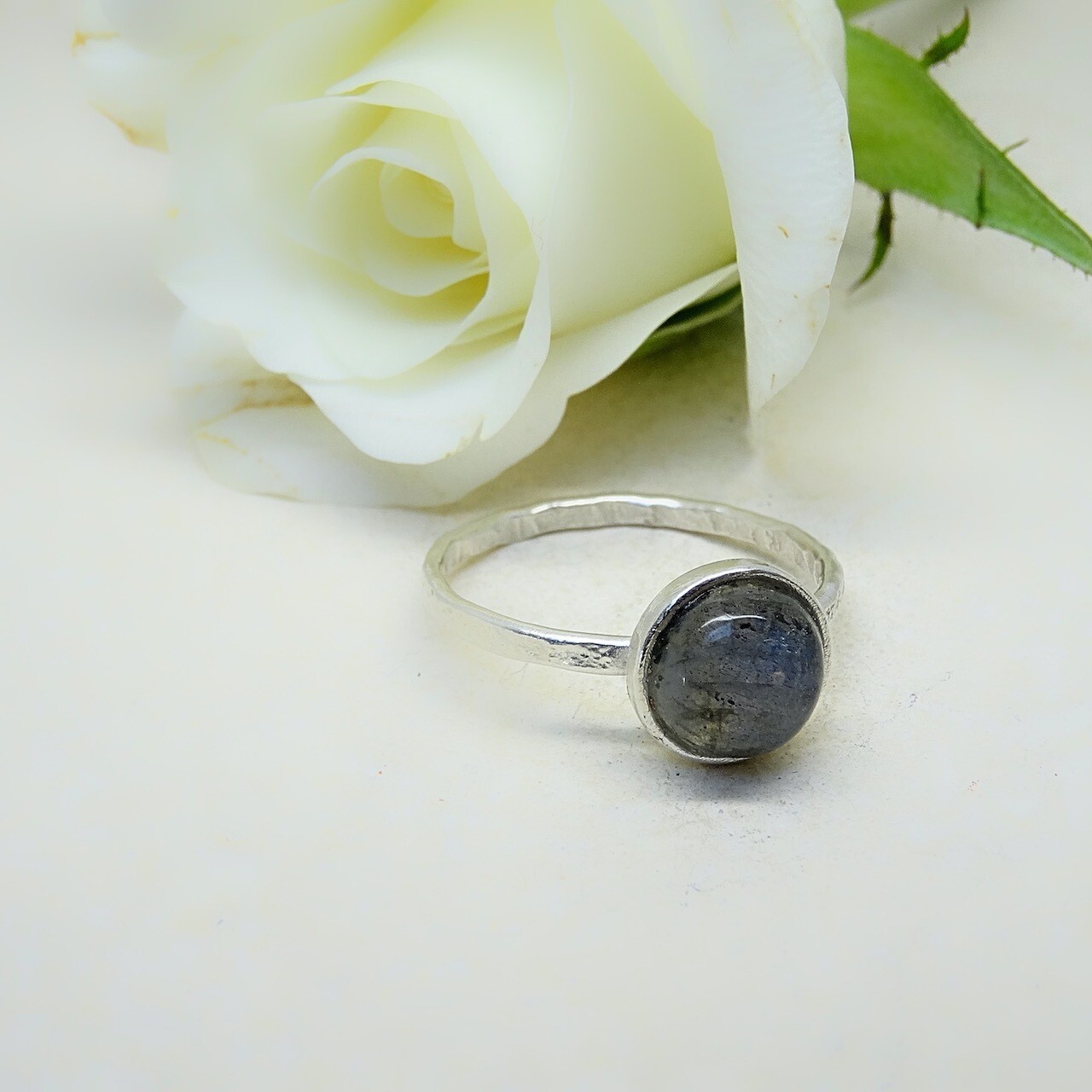 Silver stack of rings - Labradorite stones