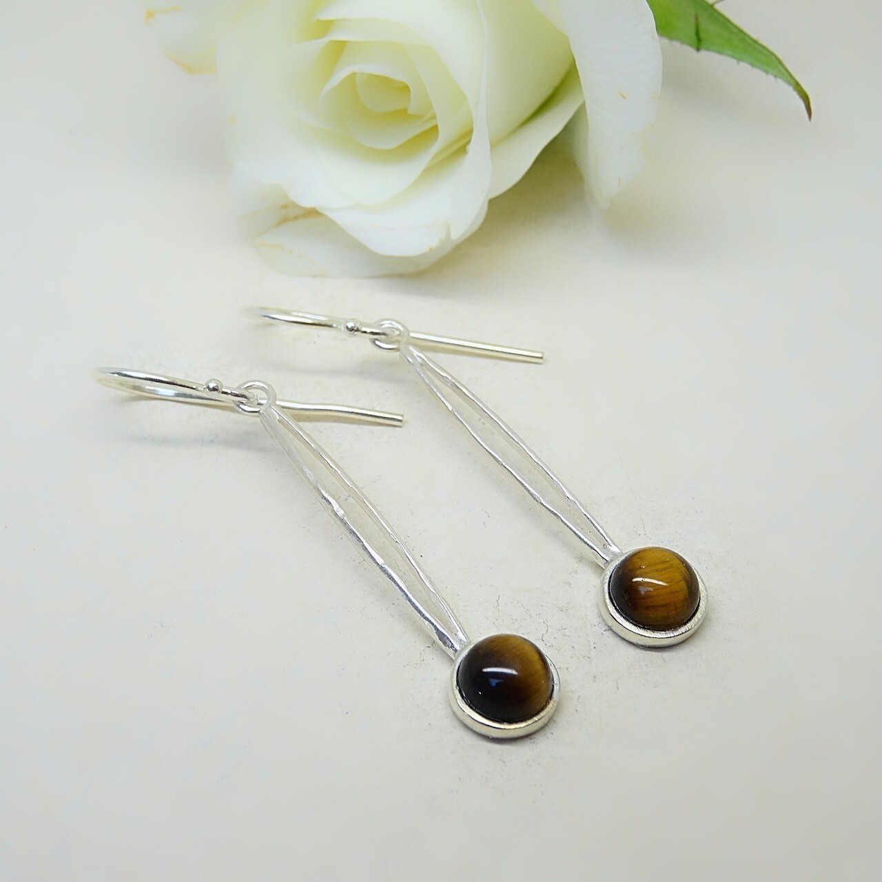 Silver earrings - Tiger Eye stones