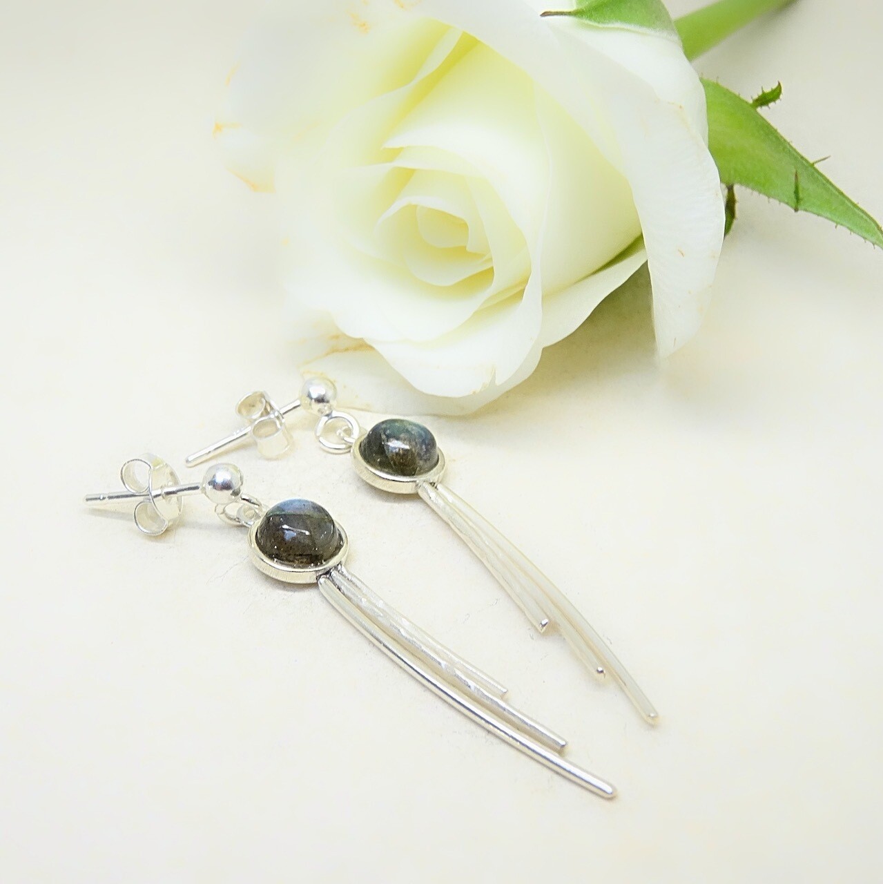 Silver earrings - Labradorite stones