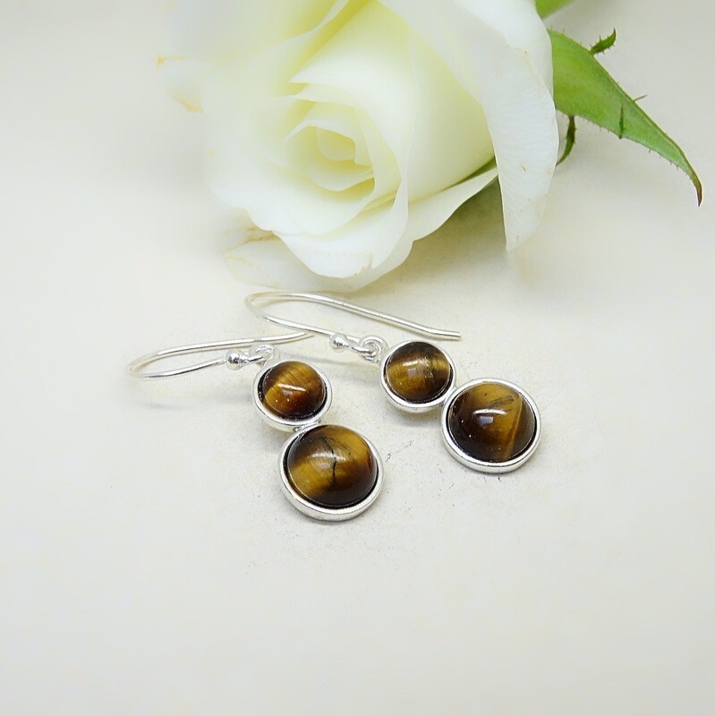 Silver earrings - Tigereye stones