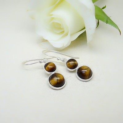 Silver earrings - Tigereye stones