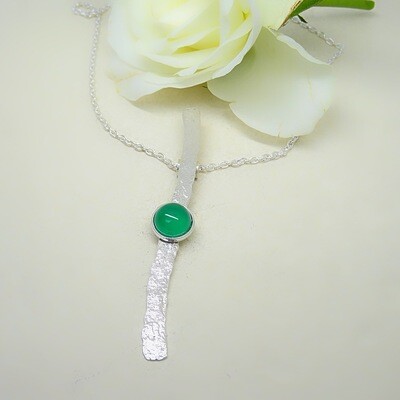Shiny silver pendant - Green Onyx stones Shiny silver pendant - Green Onyx stones
