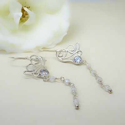 Silver Earrings - Cubic Zirconia stones Silver Earrings - Cubic Zirconia stones