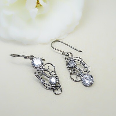 Silver Earrings - Cubic Zirconia stones