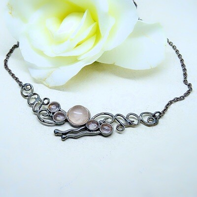 Fairytale silver necklace - Pink Quartz stones Fairytale silver necklace - Pink Quartz stones
