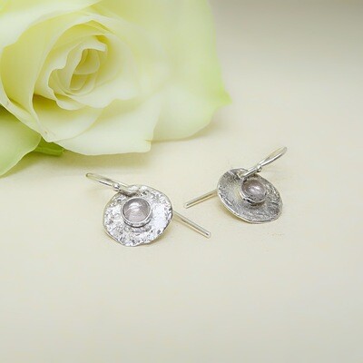 Silver earrings - Rose quartz stones